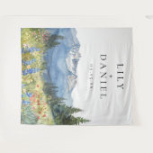 Waterverf Bergen Wedding Photo Booth Achtergrond Wandkleed (Voorkant (horizontaal))