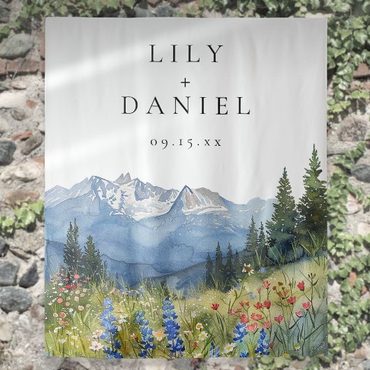 Waterverf Bergen Wedding Photo Booth Achtergrond Wandkleed