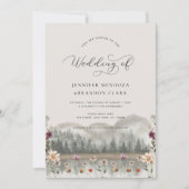 Waterverf Bergen Wildbloemen Boho herfst bruiloft Kaart (Voorkant)