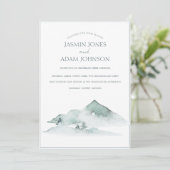 Waterverf Berggroen Winterbruiloft Kaart (Staand voorkant)