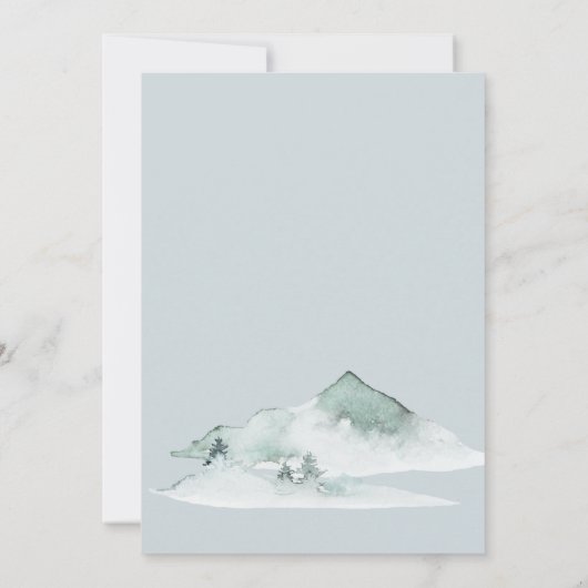 Waterverf Berggroen Winterbruiloft Kaart (Achterkant)