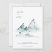 Waterverf Berggroen Wit Winterbruiloft Kaart (Voorkant)