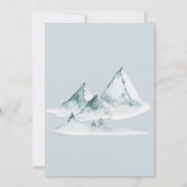 Waterverf Berggroen Wit Winterbruiloft Kaart (Achterkant)