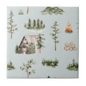 Waterverf Berghut Bos Naadloos Patroon Tegeltje (Voorkant)