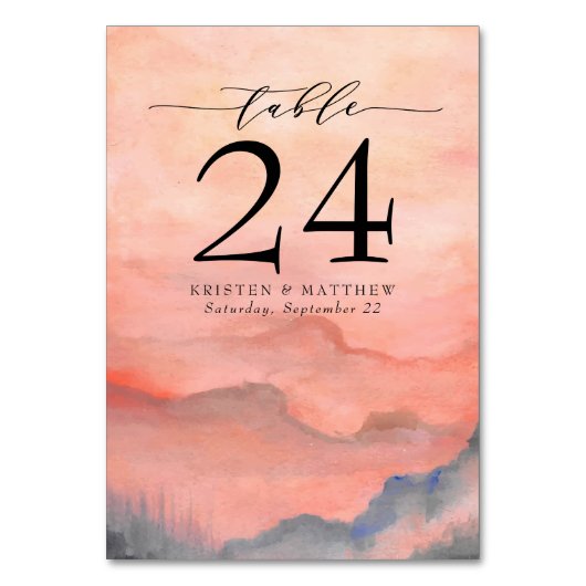 Waterverf bergkoraalzonsondergang kaart (Achterkant)