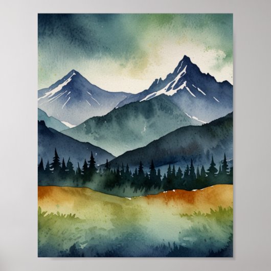 WATERVERF BERGKUNST POSTER (Voorkant)