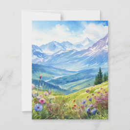 Waterverf berglandschap achtergrond notitiekaartje