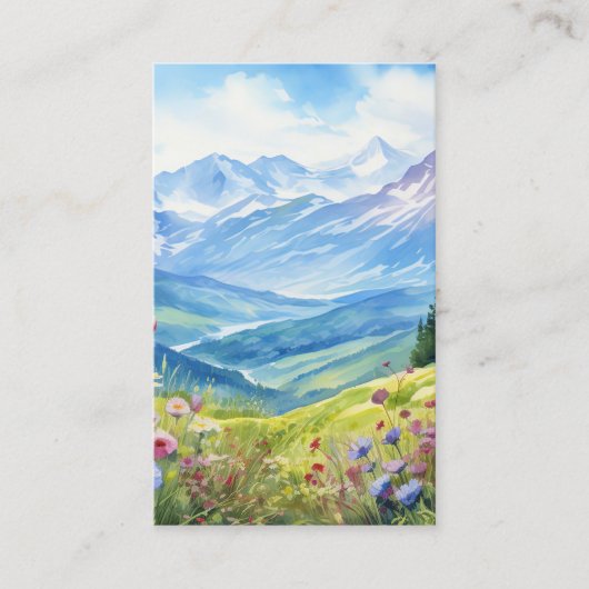 Waterverf berglandschap achtergrond visitekaartje (Voorkant)