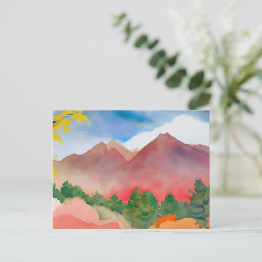 Waterverf berglandschap briefkaart (Staand voorkant)