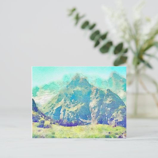 Waterverf Berglandschap Briefkaart (Staand voorkant)