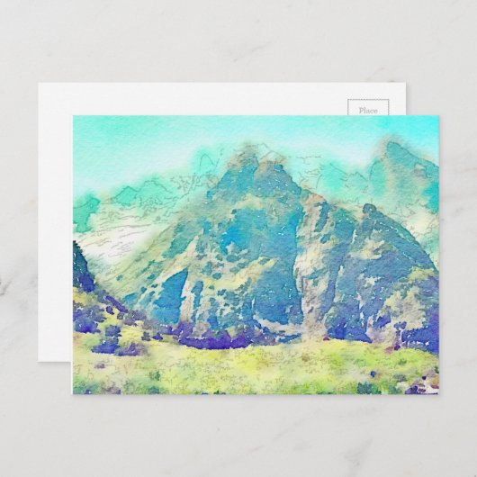 Waterverf Berglandschap Briefkaart (Voorkant / Achterkant)