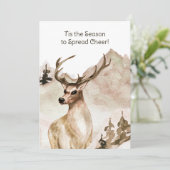 Waterverf Berglandschap met Herten Feestdagenkaart (Staand voorkant)