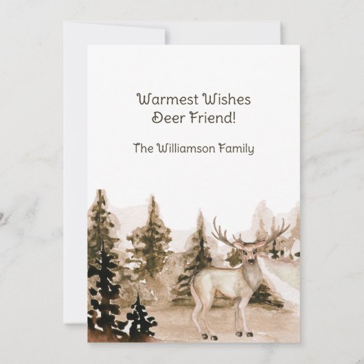 Waterverf Berglandschap met Herten Feestdagenkaart (Achterkant)