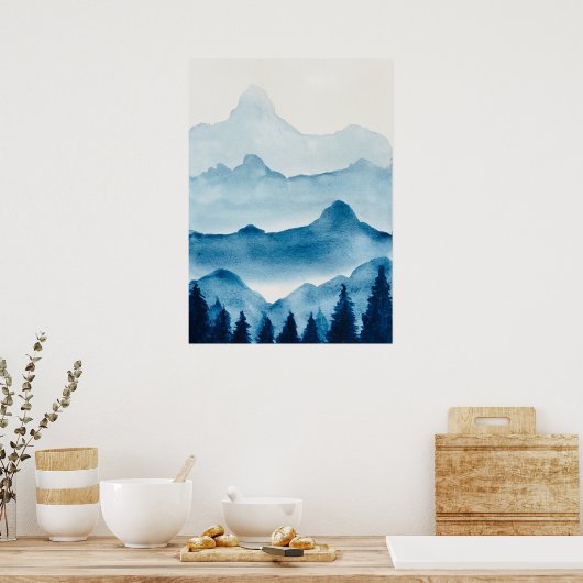 Waterverf berglandschap poster (Keuken)