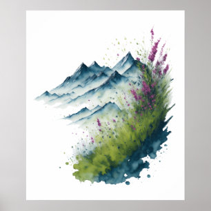 Waterverf berglandschap poster