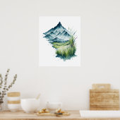 Waterverf berglandschap poster (Keuken)