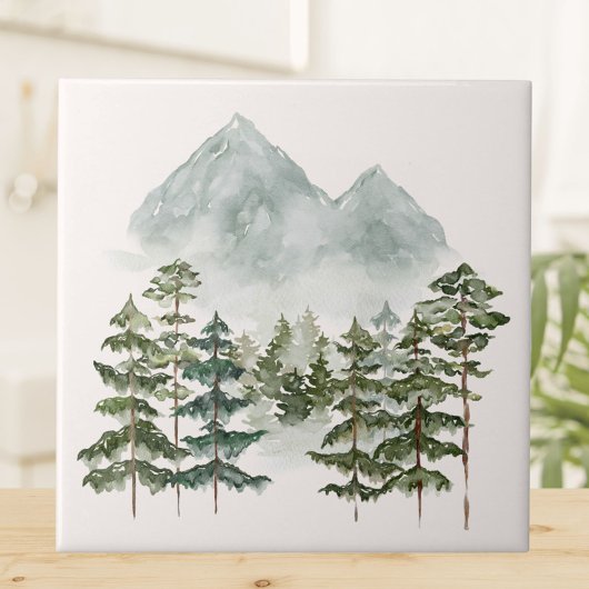 Waterverf Berglandschap Uitzicht Tegeltje