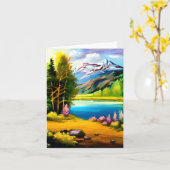 Waterverf bergmeer aanpasbaar kaart (Gele Bloem)