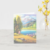 Waterverf bergmeer aanpasbaar kaart (Gele Bloem)