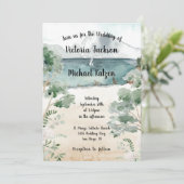 Waterverf Bergmeer Trouwuitnodigingen Kaart (Staand voorkant)