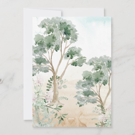 Waterverf Bergmeer Trouwuitnodigingen Kaart (Achterkant)