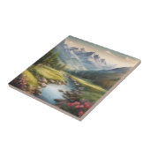 Waterverf bergrivierlandschap tegeltje (Zijkant)