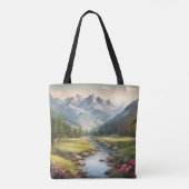 Waterverf bergrivierlandschap tote bag (Achterkant)