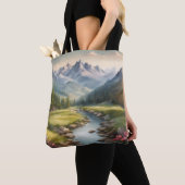 Waterverf bergrivierlandschap tote bag (Dichtbij)
