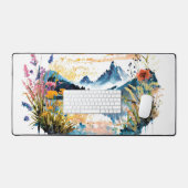 Waterverf bergscène bureaumat (Keyboard & Muis)