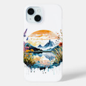Waterverf bergscène Case-Mate iPhone case (Achterkant)