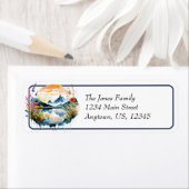 Waterverf bergscène etiket (Insitu)