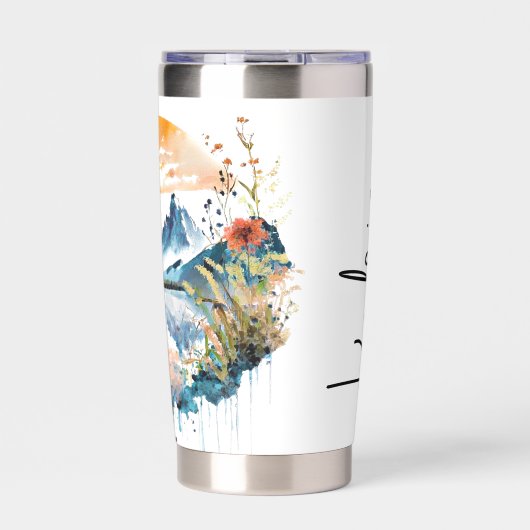 Waterverf bergscène gepersonaliseerd geïsoleerde drinkbeker (Voorkant)