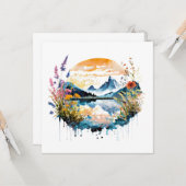 Waterverf bergscène kaart (Voorkant / Achterkant in situ)