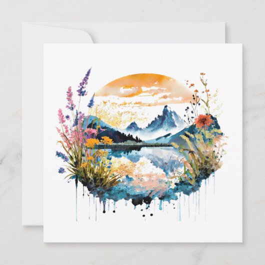 Waterverf bergscène kaart (Voorkant)