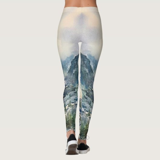 Waterverf Bergscène Leggings (Achterkant)