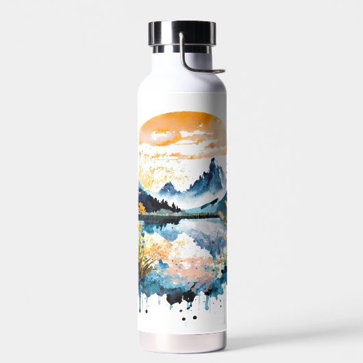 Waterverf bergscène waterfles (Links)