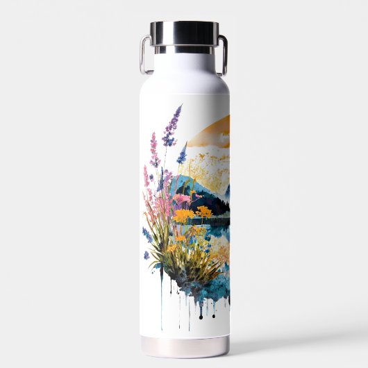 Waterverf bergscène waterfles (Voorkant)