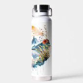 Waterverf bergscène waterfles (Achterkant)