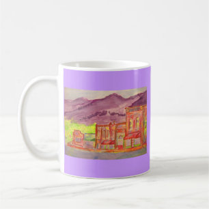 waterverf bergstad koffiemok
