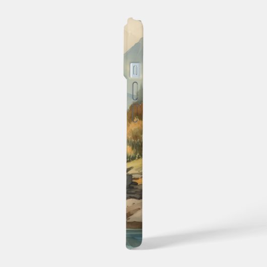 Waterverf bergstroomlandschap iPhone 15 case (Linkerkant)