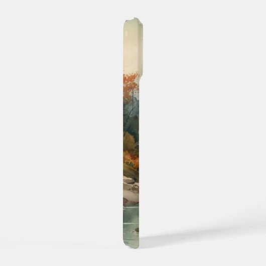Waterverf bergstroomlandschap iPhone 15 case (Rechterkant)
