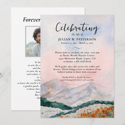 Waterverf Bergveld Viering van het leven Kaart (Voorkant / Achterkant)