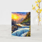 Waterverf bergwaterval aanpasbaar kaart (Gele Bloem)