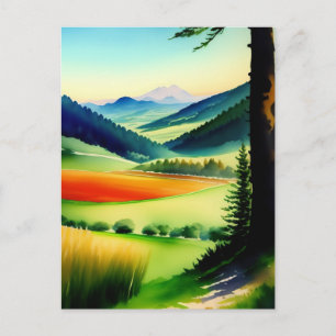 Waterverf Bergweide Briefkaart