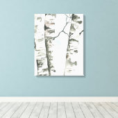 Waterverf Berkenbomen met Blue Sky Wrapped Canva Canvas Afdruk (Insitu (Houten vloer))