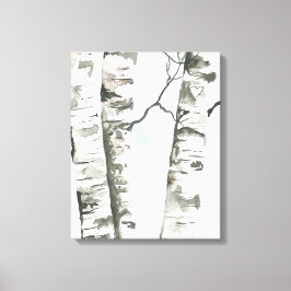 Waterverf Berkenbomen met Blue Sky Wrapped Canva Canvas Afdruk