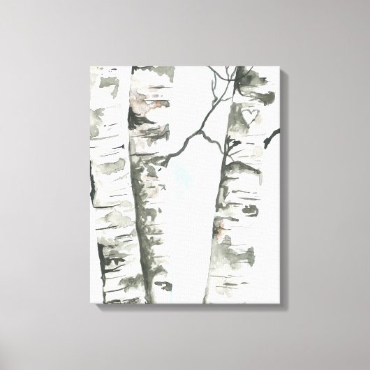 Waterverf Berkenbomen met Blue Sky Wrapped Canva Canvas Afdruk (Voorkant)