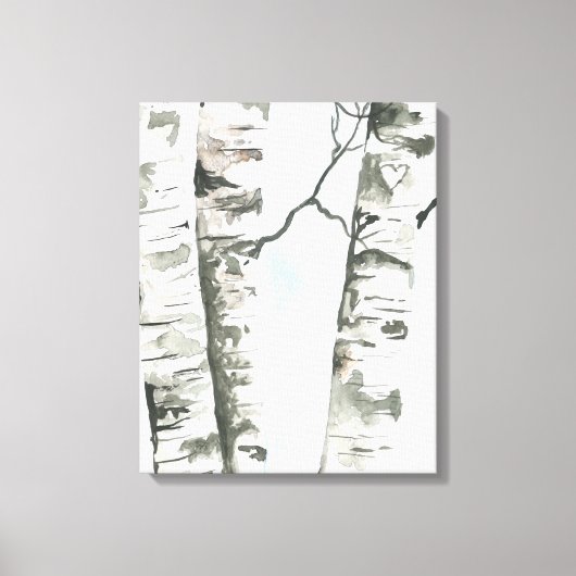 Waterverf Berkenbomen met Blue Sky Wrapped Canva Canvas Afdruk (Voorkant)