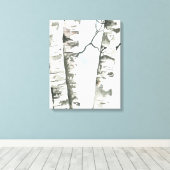 Waterverf Berkenbomen met Blue Sky Wrapped Canva Canvas Afdruk (Insitu (Houten vloer))