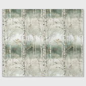 Waterverf berkenboompatroon cadeaupapier (Vlak)